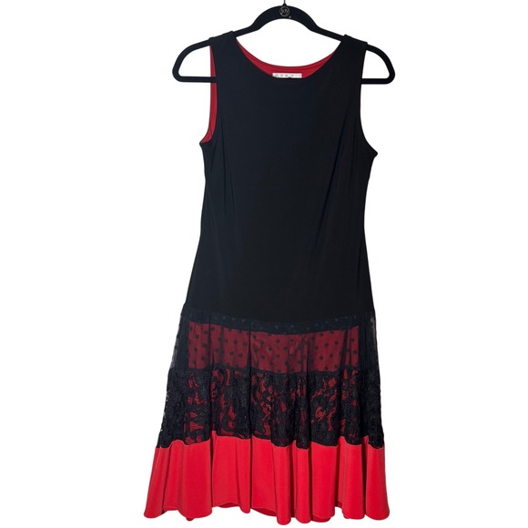Joseph Ribkoff Dresses & Skirts - Joseph Ribkoff Cocktail Dress Women's Black Red Excellent Spanish Tiered Lace 6